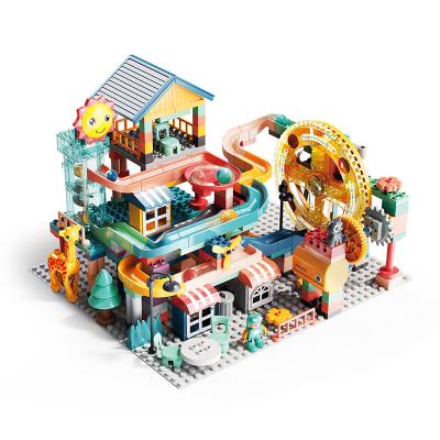 China FEELO 299 Pcs Eco-friendly Material Slide Building Blocks To Build Blocks Circulating Turntable Slide DIY Toys Building Blocks Toys For Kids for sale