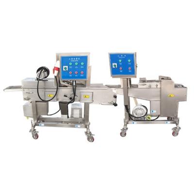 China Industrial 304 stainless steel automatic tempura chicken nuggets hamburger patty chicken nuggets beating machine and breading machine for sale