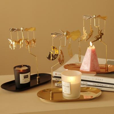 China Jiayi Creative Revolving Lantern Windmill Birthday Gift Decoration Candlestick Holder Scented Candle Jar Set for sale