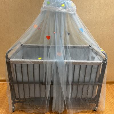 China With Mosquito Net Bedroom Furniture Metal Frame Small Kids Girls Crib Rail Bumper Mosquito Net Wheels Beam Baby Cribs for sale