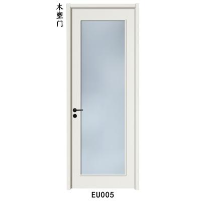 China Pretty Design Waterproof And Glass Bathroom Door WPC+Glass White Interior Door for sale