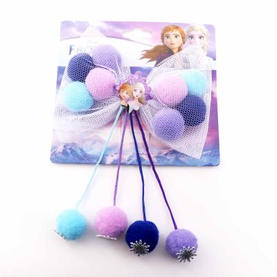 China Yifan New Designed Cute Snowflake Hair Clips Small Pom Poms Pendant Bow Hair Accessories Clip For Girls for sale