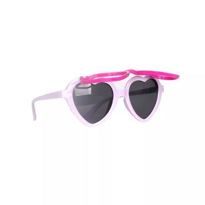 China Yifan Newest Double Lens Flip Up Heart Frame Simplicity Pink Sunglasses Fashion Sun Glasses For Girls Kids for sale