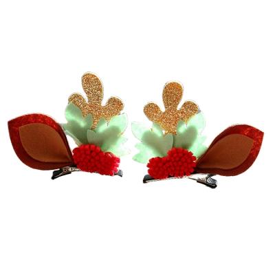 China Yifan Wholesale Most Popular Christmas Fashion Cute Antlers Hair Accessories Cloth Hair Clips For Girls for sale