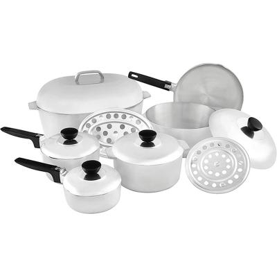 China Durable USA 13-Piece Heavy Duty Cast Aluminum Cajun Cookware Set Silver for sale