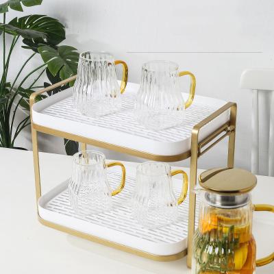 China Sustainable Multi-Function Bathroom Storage Rack Vanity Desk Tray For Drinking for sale