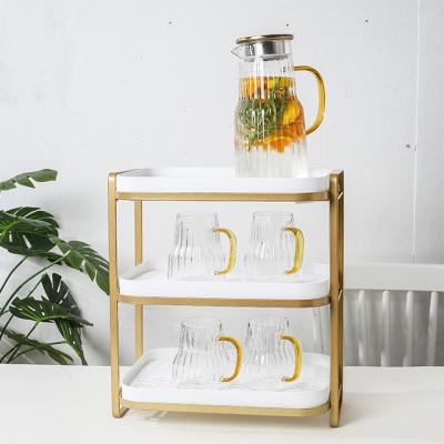 China Viable 3-Tier Mugs Mugs Drying Rack With Drain Tray Kitchen Storage Organizer Shelf For Drinking Glass Bottle Bowls for sale