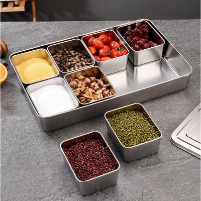 China Sustainable Stainless Steel Seasoning Box With Lid And Tray Storage Container Condiment Box Condiment Jar for sale