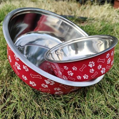 China Sustainable No Spill Non-Slip Deep Stainless Steel Dog Bowls for sale