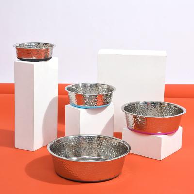 China Sustainable Dog Cat Food Bowl Stainless Steel With Silicone Base Food Grade Dog Feeder Bowl Non Spill Dog Water Bowl for sale