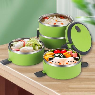 China Bento Lunch Box Picnic Food Container Stainless Steel Bento Box Round Single Layer Freshness Preservation for sale