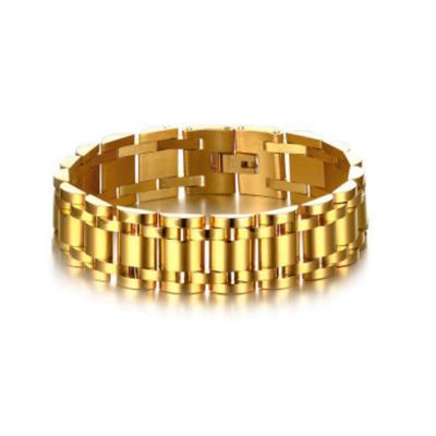 China Luxury durable charm hiphop 18k gold stainless steel link chain jewelry bracelet for men and women bracelet for sale