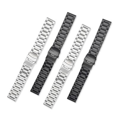 China Customized Durable Fashion 304 Stainless Steel Watch Strap Man Brushed Wristwatch Outer Band With Safety Buckle for sale