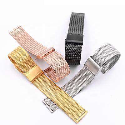 China Comfortable Luxury Rose Gold Hook Loop Stainless Steel Mesh Original Milanese Watch Strap for sale