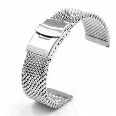 China 22mm Comfortable Premium Stainless Steel Metal Mesh Solid Watchband for sale