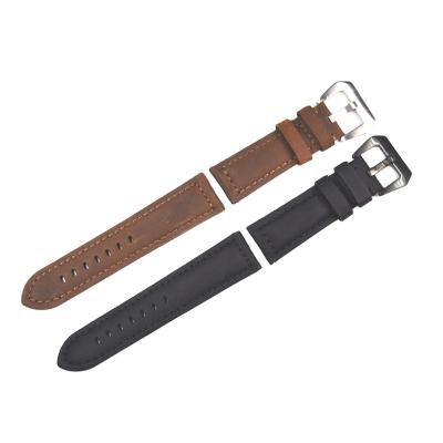 China New Fashion Sand Top Grain Surface Cowhide Genuine Leather Watch Strap Band Watchband With Quick Release for sale