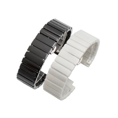 China 20mm New Popular Ceramic Watch Band Interchangeable Ceramic Smart Strap 22mm With Double Button Butterfly Buckle for sale