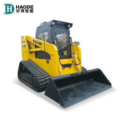 China Sistema totalmente hidráulico 1200kg 100hp Tracked Skid Steer Cargador 0.6CBM Cubo en venta