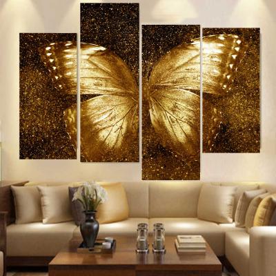 China Abstract Golden Butterfly Abstract Insect Wall Art Pictures And Canvas Painting For Home Decor Cuadros Living Room Decoration for sale