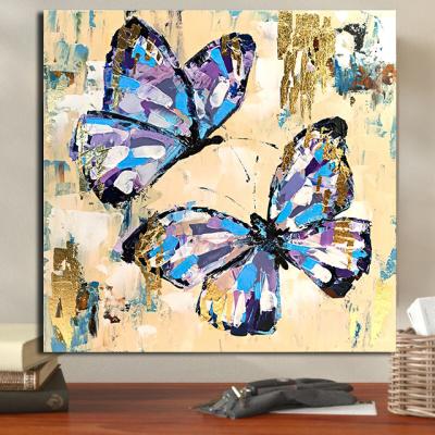 China CLASSIC Gold Foil Butterfly Abstract Purple Wall Art Pictures And Canvas Painting For Home Decor Cuadros Living Room Decoration for sale