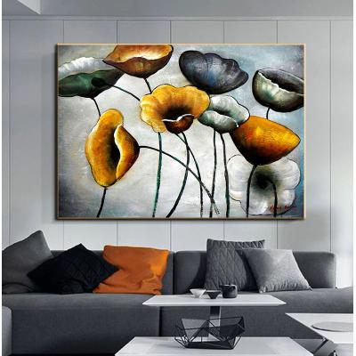 China Abstract Landscape Oil Painting Lotus Leaf Wall Pictures And Nordic Posters For Home Decor Caudros Living Room Decoration Canvas for sale