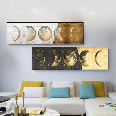 China Luxury Abstract Golden Moon Scene Changing Landscape Art Wall Pictures And Paintings For Office Home Decor Art Posters for sale