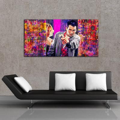 China Abstract Woman And Man With Gun Modern Wall Art Oil Painting Canvas Painting Print Office Home Decoration Poster for sale