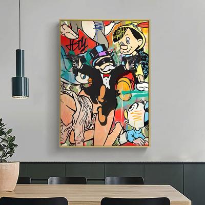 China Alec Monopoly Graffiti Abstract Wall Art Room Poster Canvas Painting Decorative Picture Make Money for Office Living Room Home Decor for sale