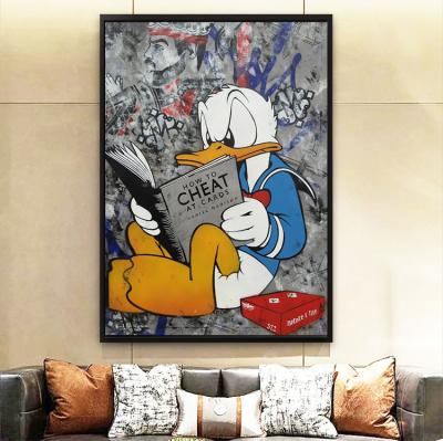 China Abstract Funny Graffiti Cartoon Duck Painting on Canvas Poster and Print Wall Art Picture for Living Room Decor for Kids Love for sale