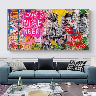 China Abstract Graffiti Street Art Oil Painting On Canvas Wall Art Posters Prints Wall Pictures Boys Girls For Living Room Home Decor for sale