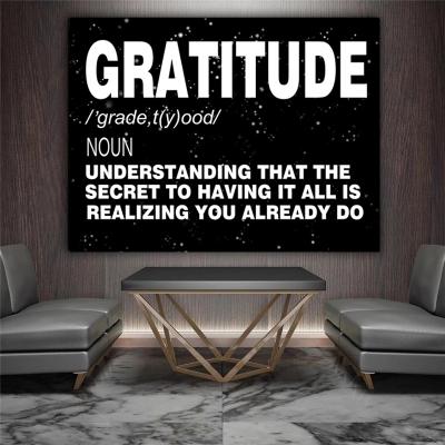 China Abstract GRATITUDE Quotes Wall Art Pictures Canvas Painting Motivational Wall Art For Office Room Living Home Decor for sale