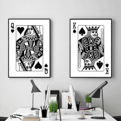 China Black And White Abstract Home Decor Print Of Playing Cards King And Queen Modern On Canvas Painting For Office Room Home Decoration Caudros for sale