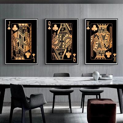 China Mitivational Gold Abstract Playing Map Quotes For Home Decoration Caudros Living Room Art Room Canvas Painting For Decor Wall Office for sale