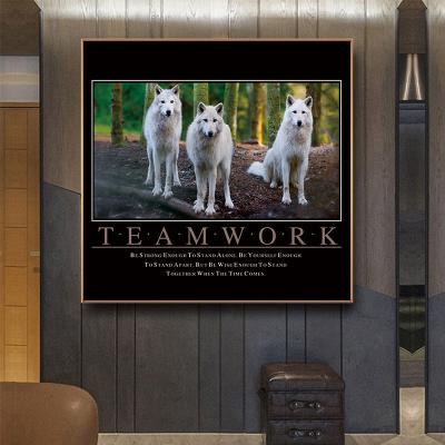 China Motivational Quotes Art Abstract TEAMWORK Wolves Poster and Print Canvas Painting Wall Art for Living Room for Office Room Home Decor for sale