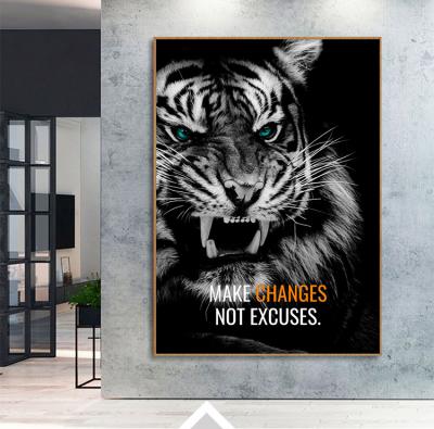 China Abstract Motivational Modern Room Wall Art Decor Home For Office Wolf Tiger Oil Painting Print Canvas Painting Quotes Animals for sale