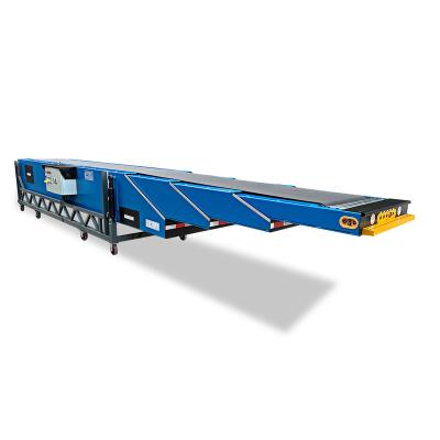 China Telescopic Heat Resistant 4 Stages And Movable Belt Conveyor Truck Loader Conveyor Max Reach 25m for sale