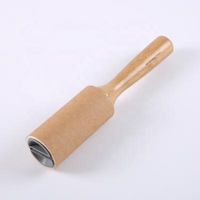 China Household Manual Adhesive Cleaning Solvent Single Fiber Roller Easy Cleaning Wooden Handle for sale