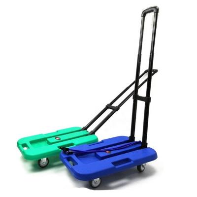 China Plastic Shop Folding Cart Compact 4 Wheels Luggage Platform Trolley Service Mobile Hand Truck for sale