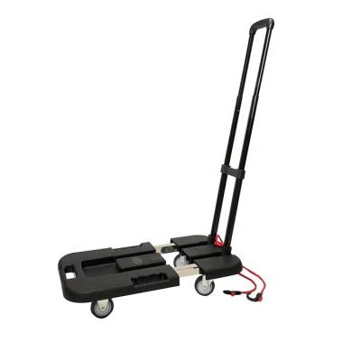 China 300KG Store Rolled Platform Hand Plastic Trolley Folding Expandable Luggage Low Loading Trolley for sale