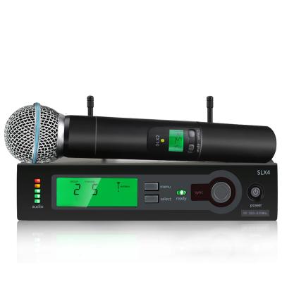 China Handheld Microphone SLX24/SLX4 UHF Microphone System SM58 MIC 150M Receiving Distance Home Professional Wireless Singing Equipment for sale