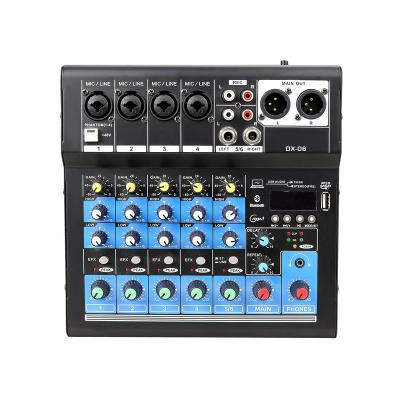 China DJ Mixer Professional Audio Sound Card USB System Tooth 48V Phantom Power Mixing Interface 4/6 Channels Music-Mixer DX-04/DX-06 for sale