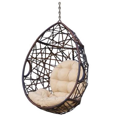 China Modern Outdoor Garden Patio Rattan Swing Canopy Hanging Wicker Egg Chair for sale