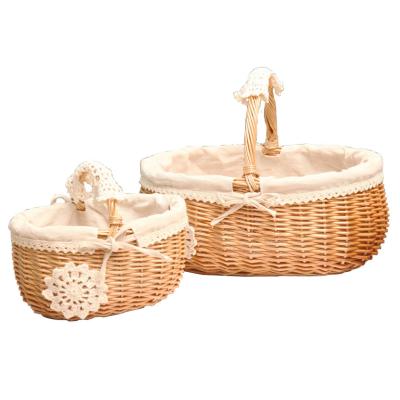 China Viable Factory Free Sample Handmade Woven Basket Wicker Basket Storage Baskets For Picnic for sale