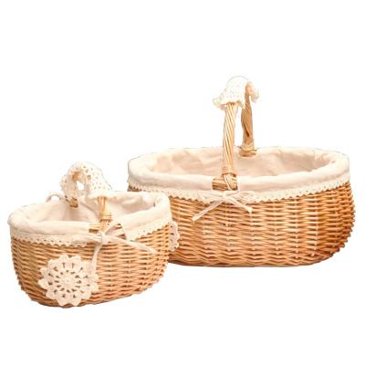 China Factory Viable Free Sample Storage Basket Wicker Basket Storage Hand Made Woven Baskets For Picnic for sale