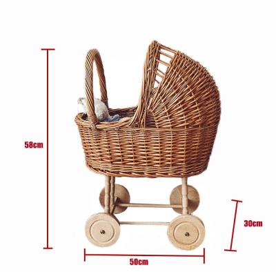 China New Style Ins Wicker Picnic Baskets Kids Rattan Sustainable Storage Baskets With Wheels For Kids for sale