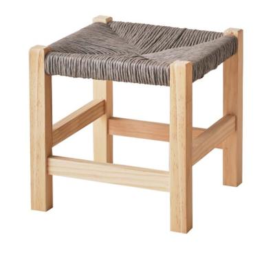 China Handmade Solid Wood Chair Hand Knitting Foot Sneak Modern Square Natural Wood Rattan Stools&Ottomans Stool for sale