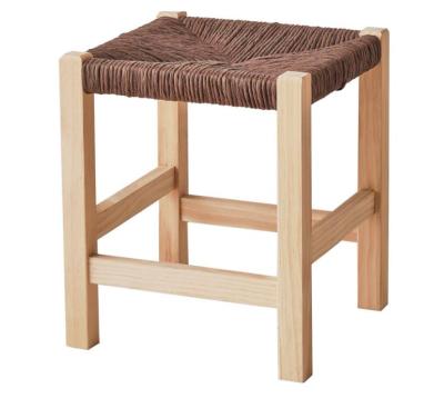 China Handmade Solid Wood Chair Hand Knitting Wooden Foot Stools Rattan Stools&Ottomans Living Room Furniture Stools for sale