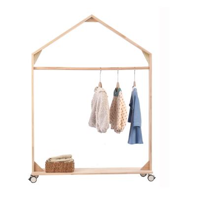 China (Others)Adjustable Children Furniture Sets Wooden Rack Cloth Display Clothing Store Clothes Rack for sale