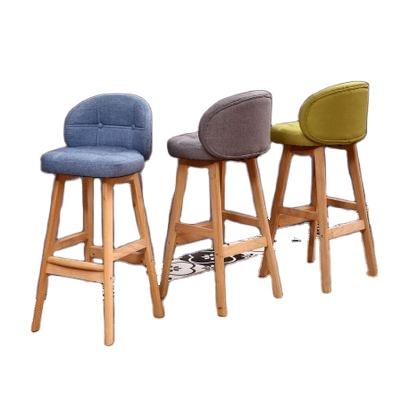 China Creative dining chair office chair bar stool high bar stool cafe bar stools modern wooden chair household Nordic for sale