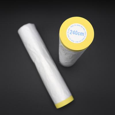 China Waterproof Clear HDPE Film Painter Pre Taped Plastic Masking Protection for Painting for sale